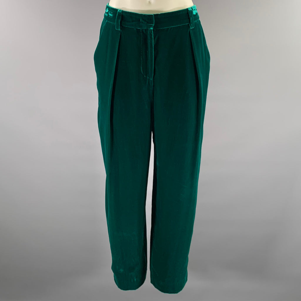 GIORGIO ARMANI Size 6 Green Emerald Velvet Viscose Silk Pants