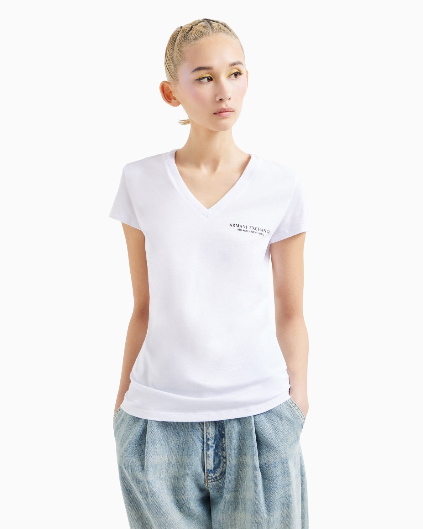 Armani Exchange women SLIM-FIT V-NECK T-SHIRT