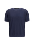 Giorgio Armani Men Short-Sleeved Cotton And Silk Sweater