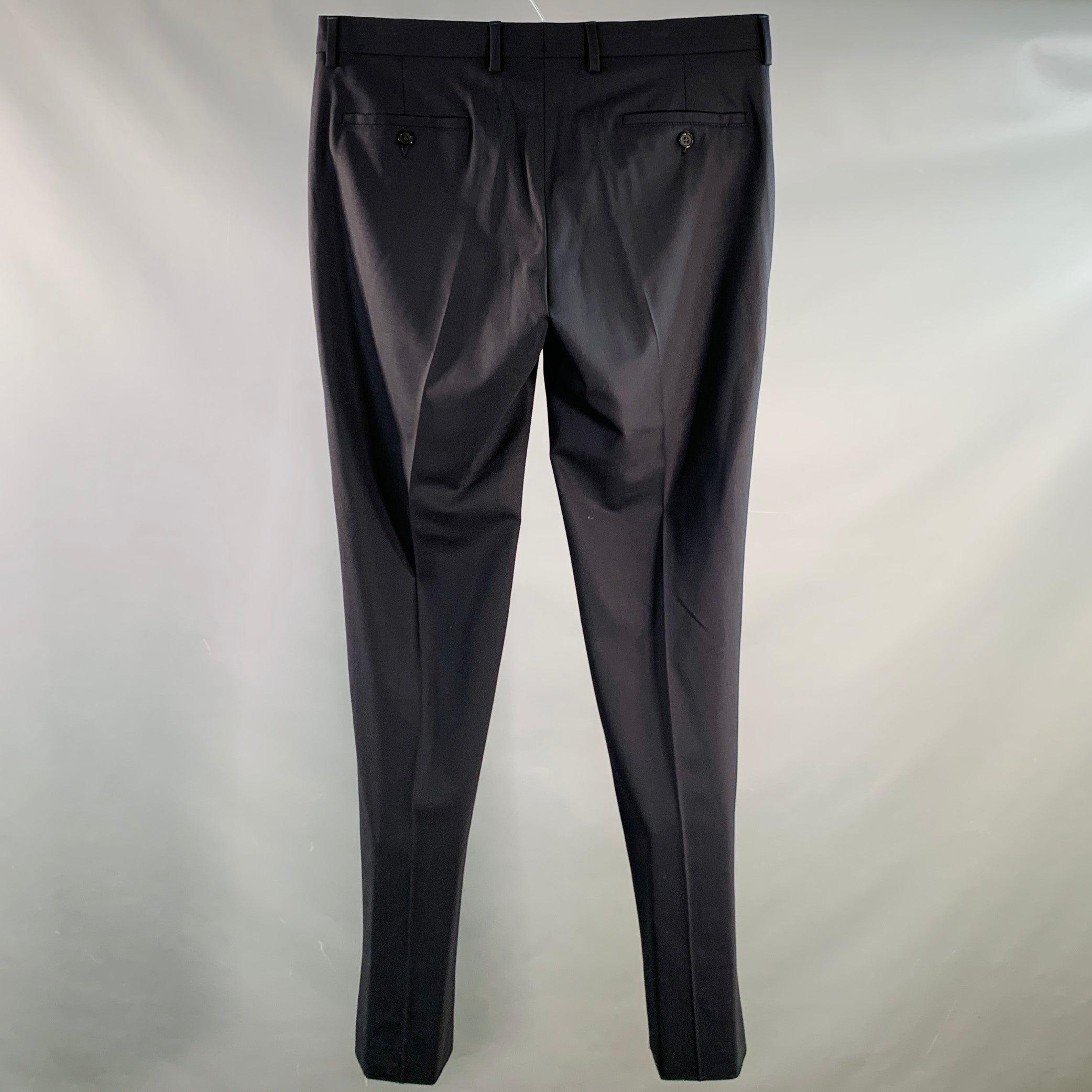 EMPORIO ARMANI Size 34 Navy Wool Blend Tapered Dress Pants