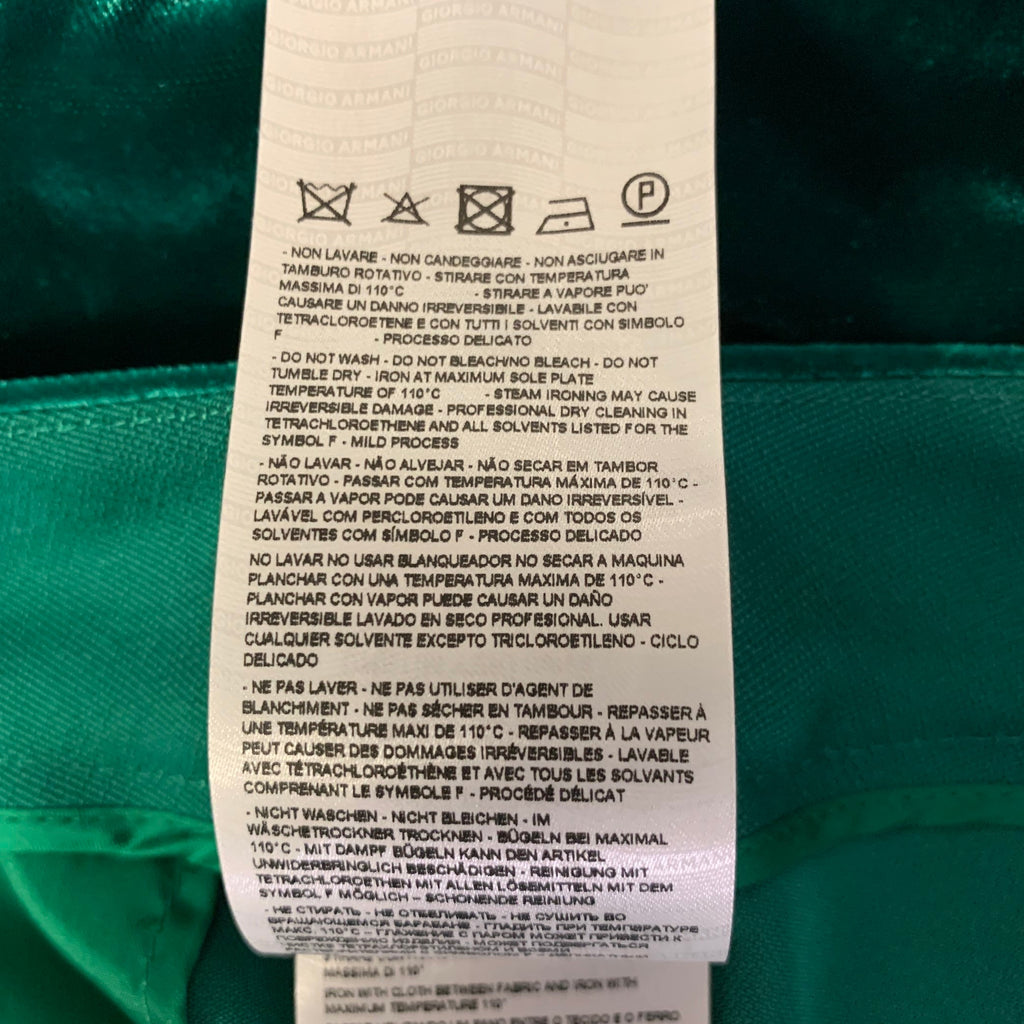 GIORGIO ARMANI Size 6 Green Emerald Velvet Viscose Silk Pants