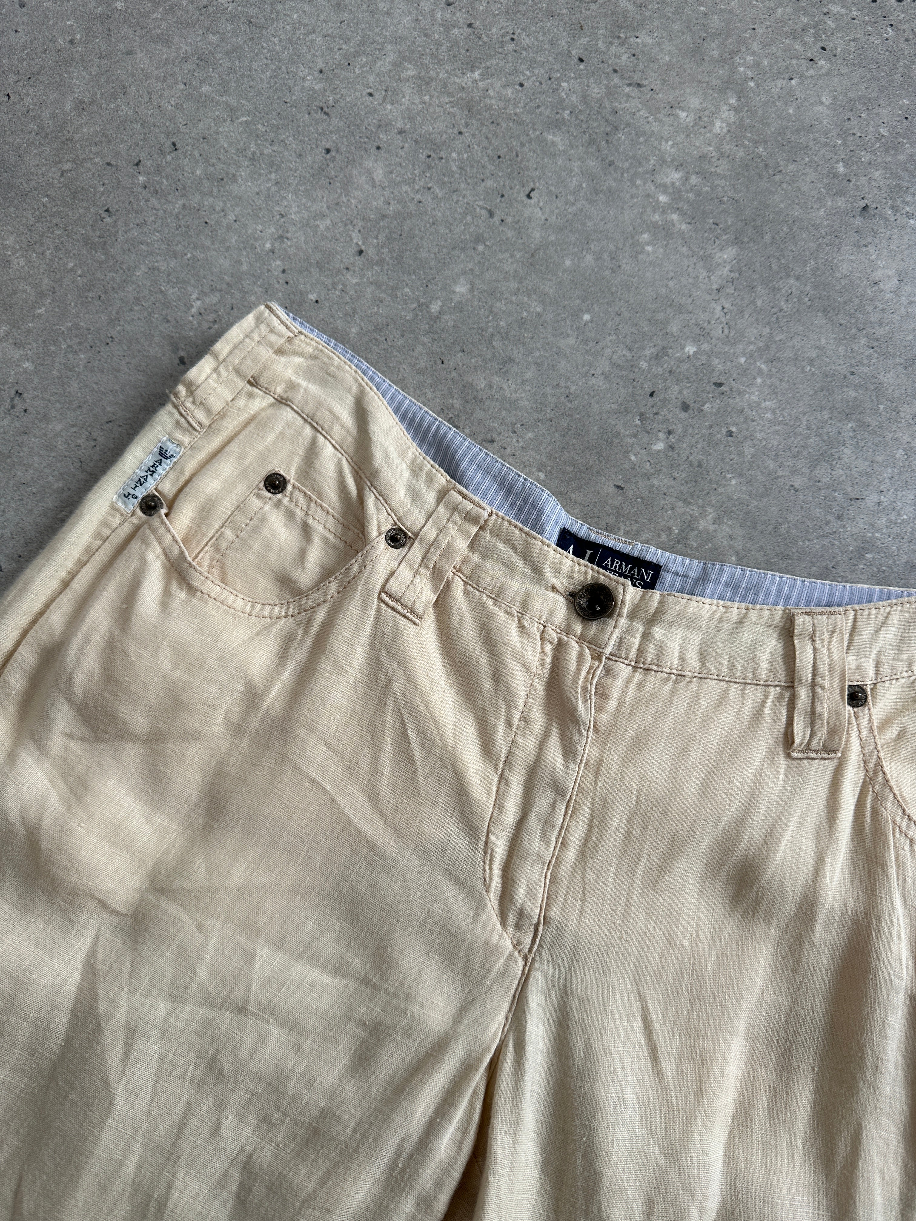 Armani Jeans Low Rise Pure Linen Flared Trousers - W29