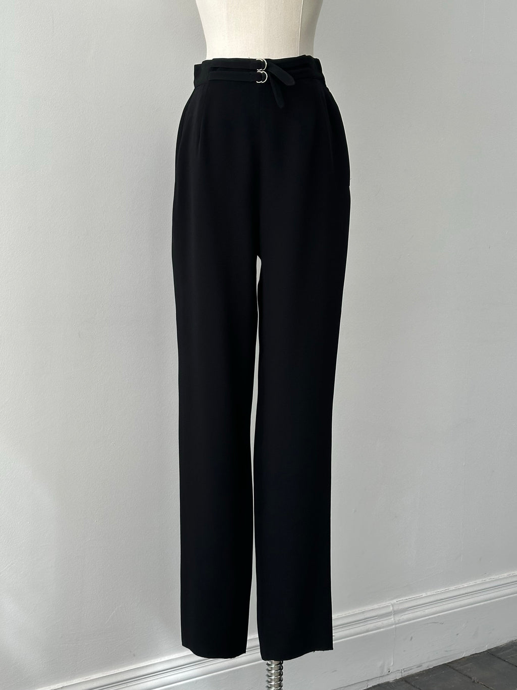 Mani 1990s Double Belt High Waist Tapered Trousers - W26