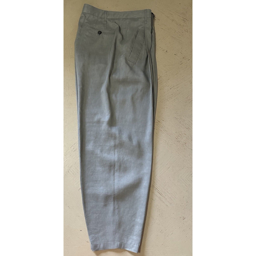 NWT $1695 Giorgio Armani Men Linen/Viscose Pants sage gray 32 US/48 Eu