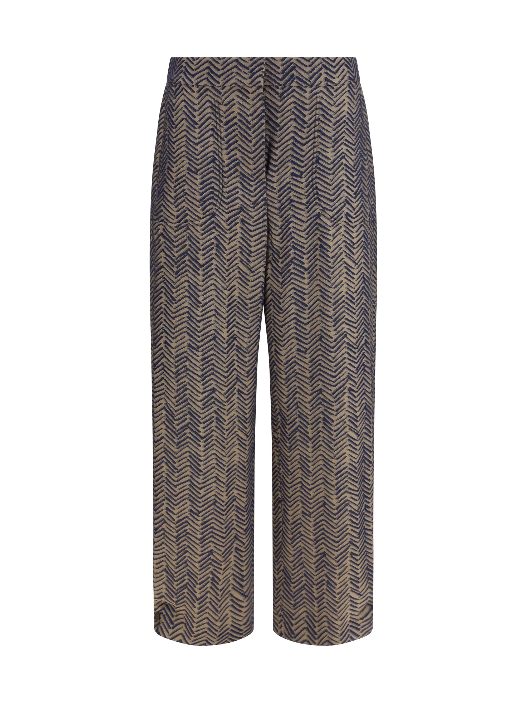 Giorgio Armani Chevron Jacquard Viscose Pants Medieval Blue