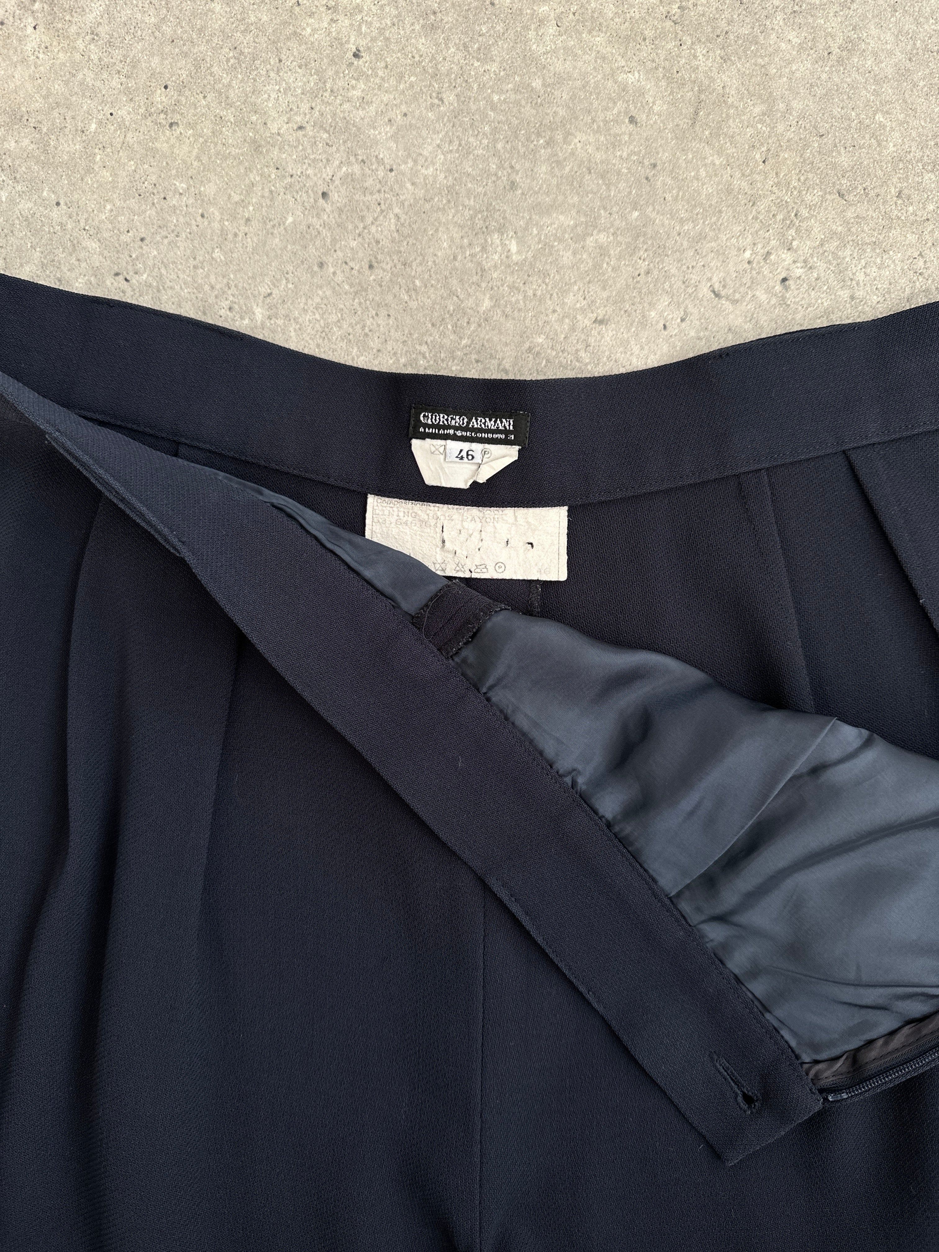 Giorgio Armani 1990s Pure Wool High Waisted Tapered Trousers - W28