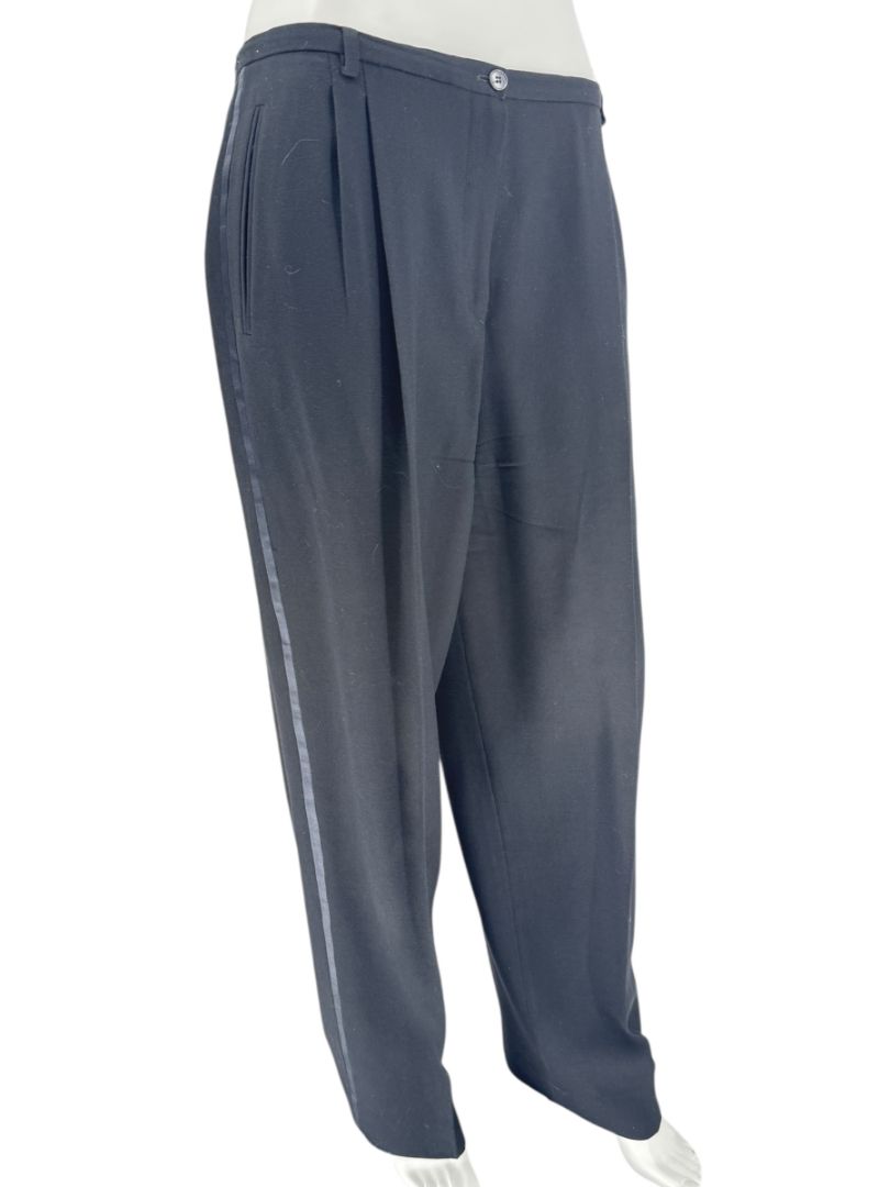 Giorgio Armani Le Collezioni Black Wool Tuxedo Trousers – Size 16