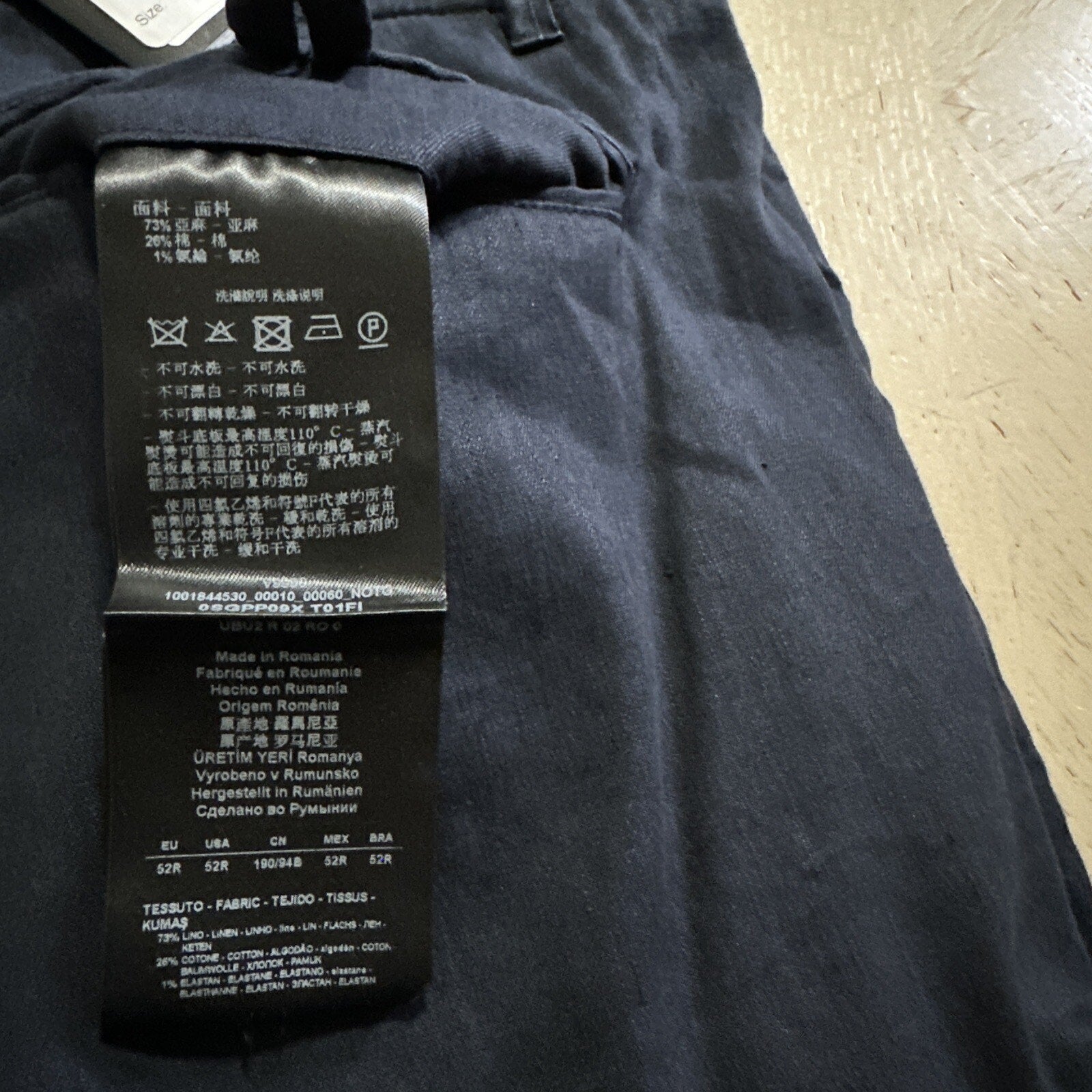 NWT $875 Giorgio Armani Men Linen/Cotton Jogging Cargo Pants Navy 36 US/52 Eu