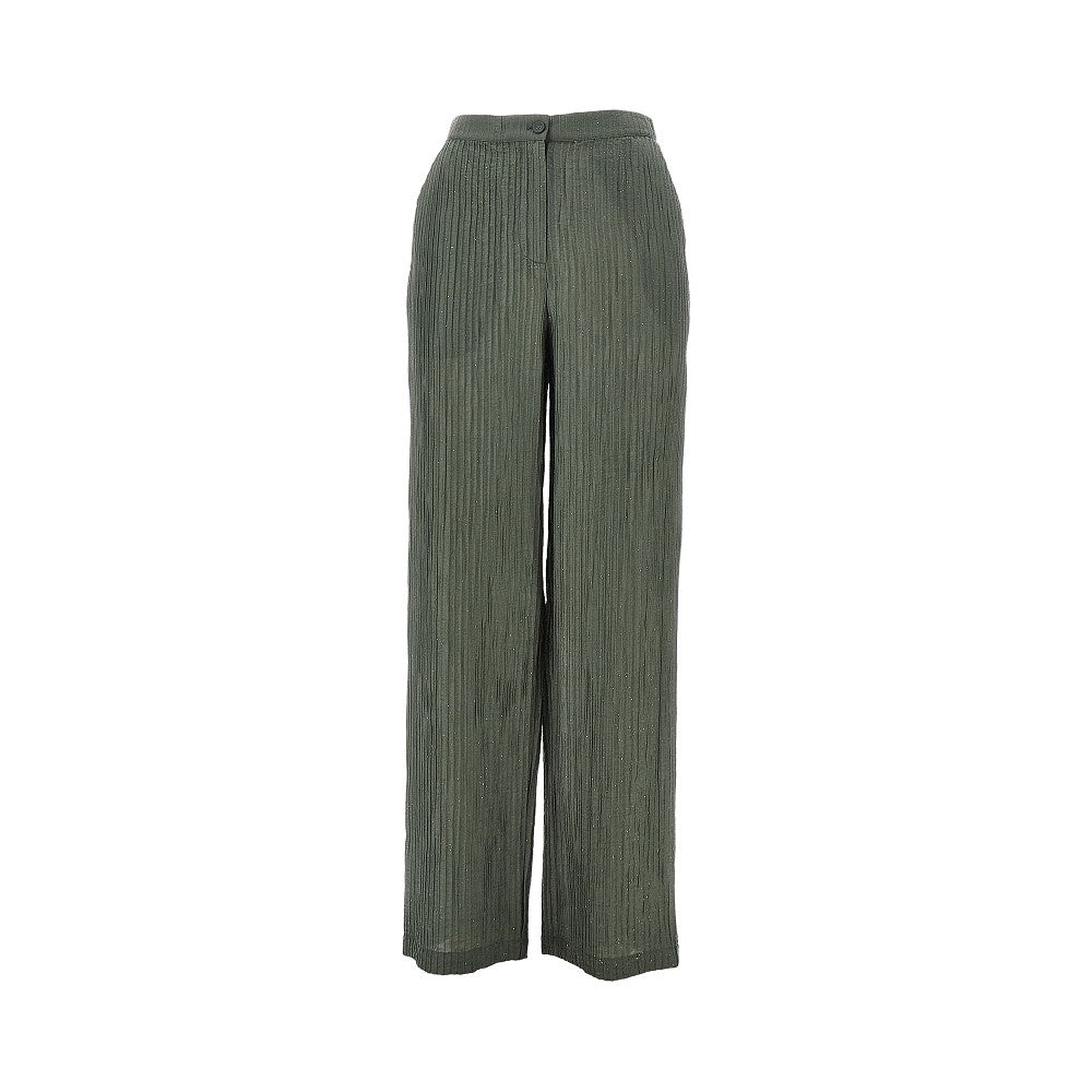 Emporio Armani Textured Lurex Taffetà Pants Green