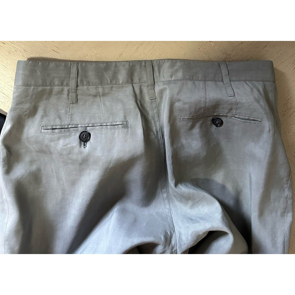 NWT $1695 Giorgio Armani Men Linen/Viscose Pants sage gray 32 US/48 Eu