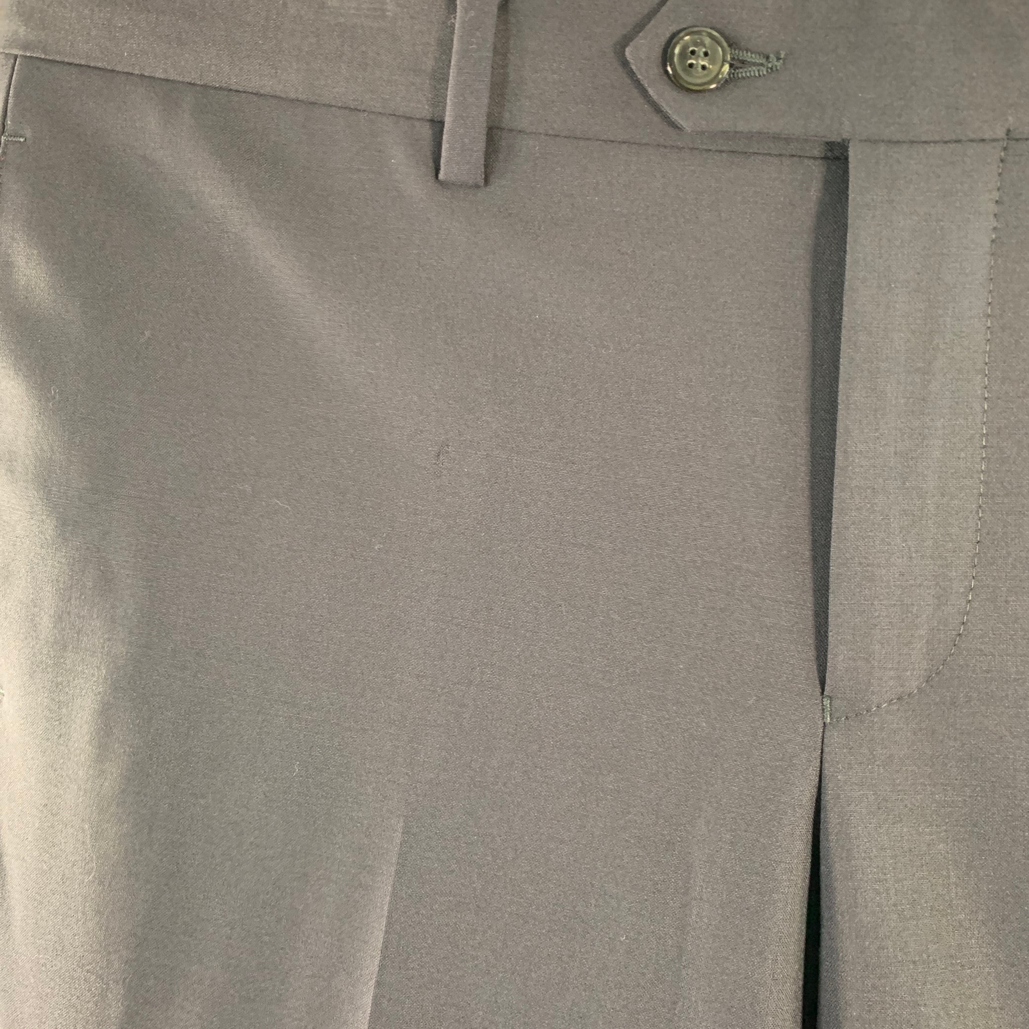 EMPORIO ARMANI Size 34 Navy Wool Blend Tapered Dress Pants